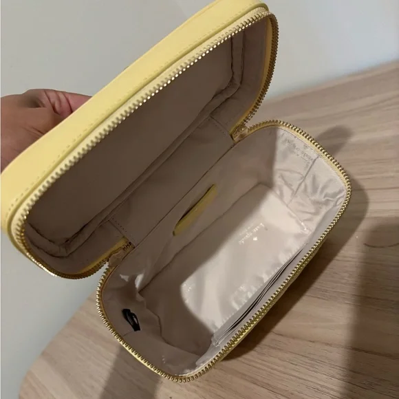 kate spade Quilted Leather Top-Handle Vanity Bag in Pale Yellow - Picture 8 of 9